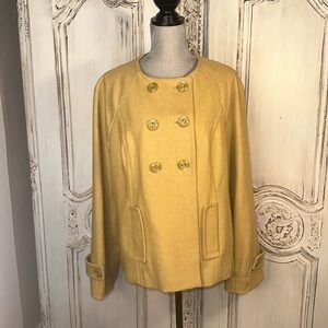 Mossimo Wool Blend Collarless Double Breasted Dusty Mustard Jacket Size XXL
